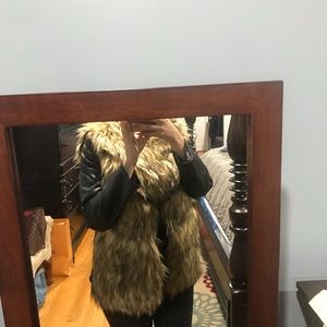 Faux fur leather vest jacket